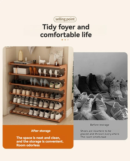 Wooden Multi-Layer Shoe Rack Organizer – Compact Dorm & Apartment Storage Shelf