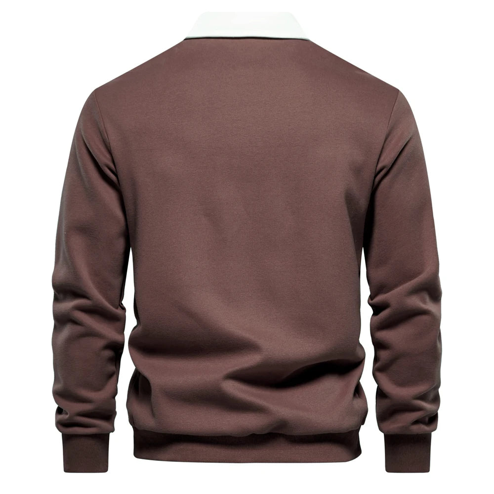 UniVibe Men’s Polo Neck Cotton Sweatshirt Autumn Casual & Social Wear