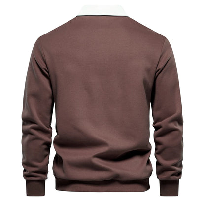 UniVibe Men’s Polo Neck Cotton Sweatshirt Autumn Casual & Social Wear