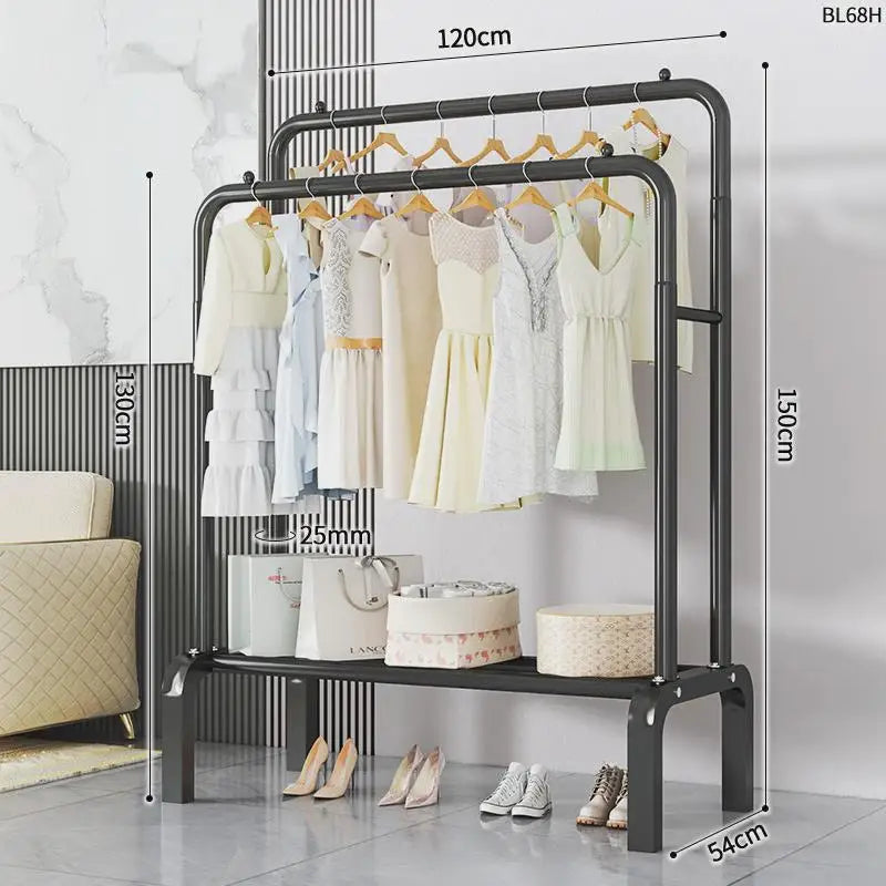 Space-Saving Floor Standing Clothes Drying Rack – Multipurpose Hanger for Dorm, Balcony & Indoor Use