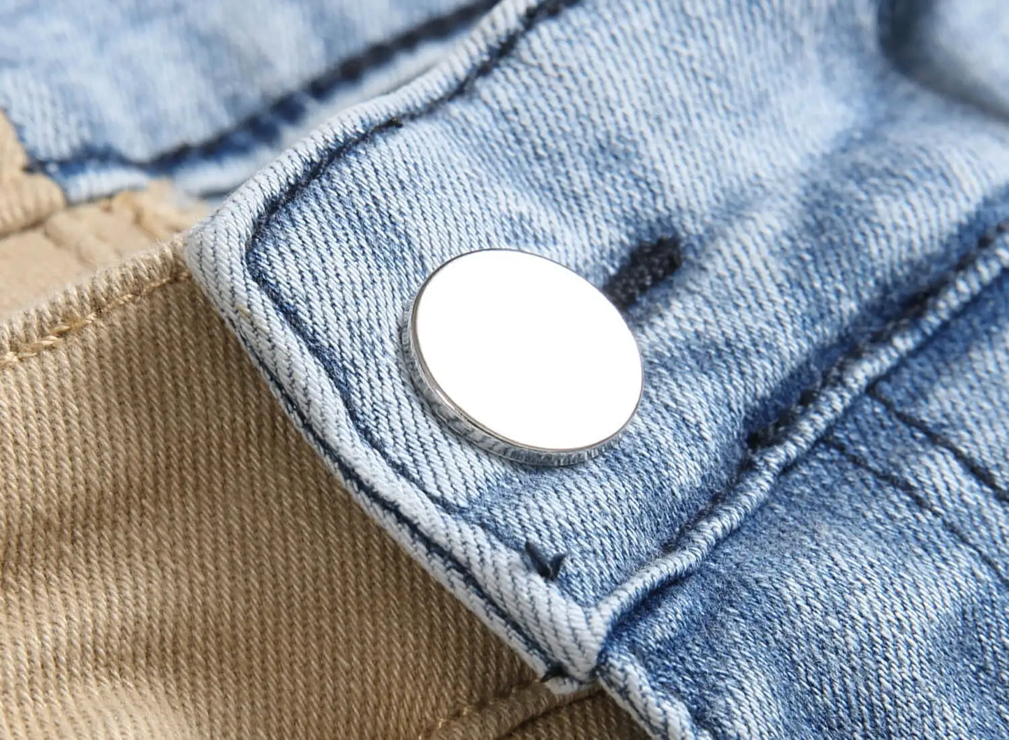 Men’s Patchwork Denim Jeans – Slim Fit Cargo Style Pants with Zipper Pockets | UniVibe Shop