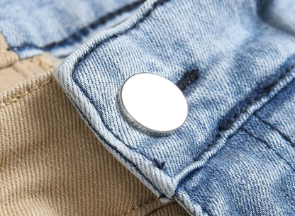 Men’s Patchwork Denim Jeans – Slim Fit Cargo Style Pants with Zipper Pockets | UniVibe Shop