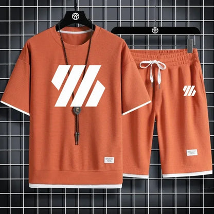 Men’s Summer Sports Set – Casual Short Sleeve T-Shirt & Shorts Outfit