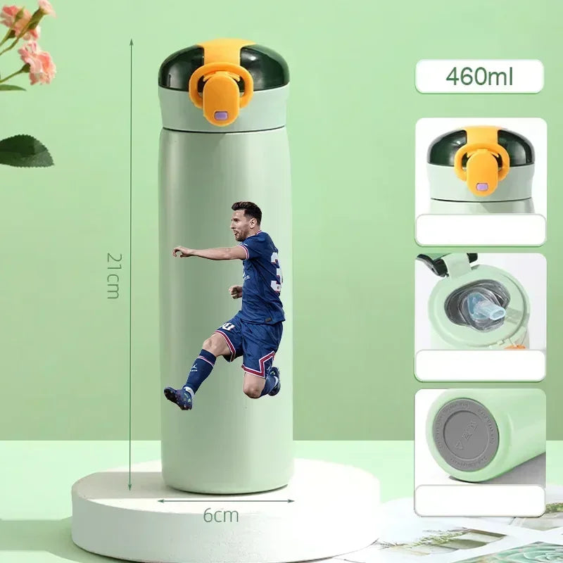 460ML Football Water Bottle with Straw