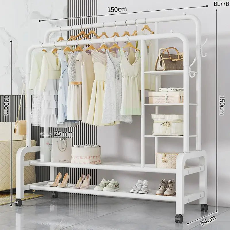 Space-Saving Floor Standing Clothes Drying Rack – Multipurpose Hanger for Dorm, Balcony & Indoor Use