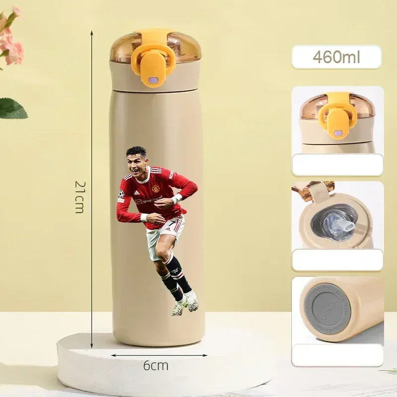 460ML Football Water Bottle with Straw