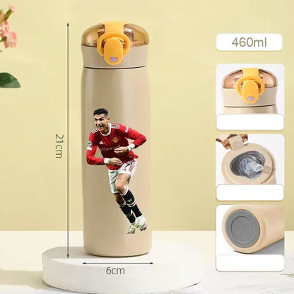 460ML Football Water Bottle with Straw