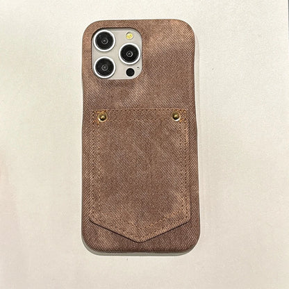 Luxury Denim Leather Card Bag Case For iPhone