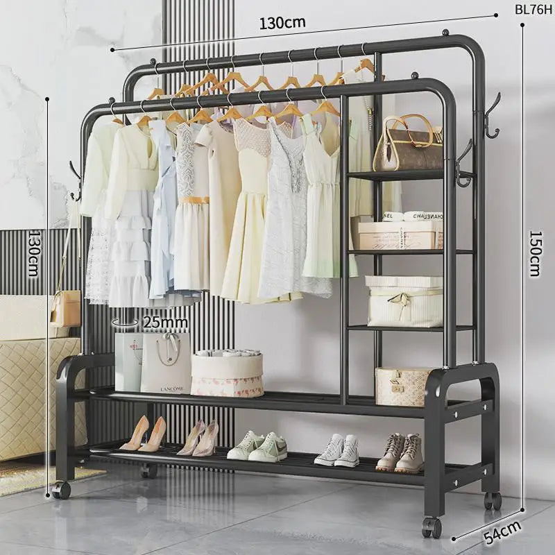 Space-Saving Floor Standing Clothes Drying Rack – Multipurpose Hanger for Dorm, Balcony & Indoor Use