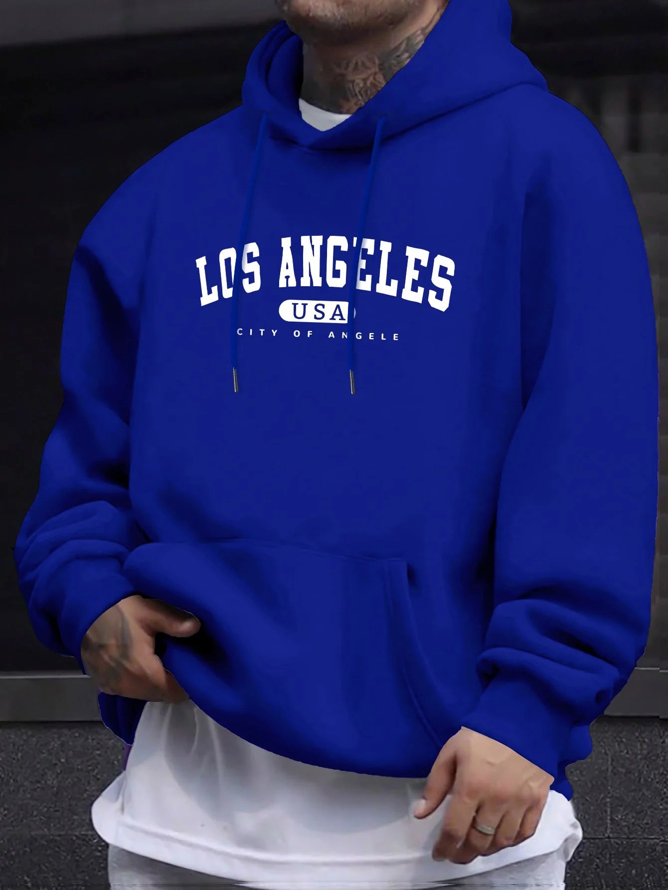 Los Angeles Print Men’s Long Sleeve Cotton Hoodie