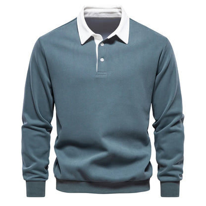 UniVibe Men’s Polo Neck Cotton Sweatshirt Autumn Casual & Social Wear