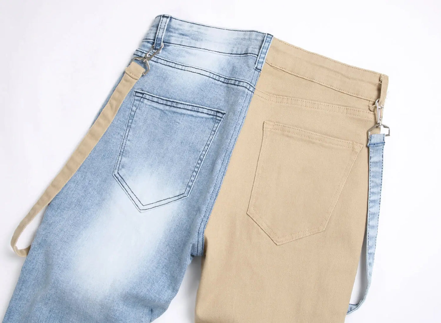 Men’s Patchwork Denim Jeans – Slim Fit Cargo Style Pants with Zipper Pockets | UniVibe Shop