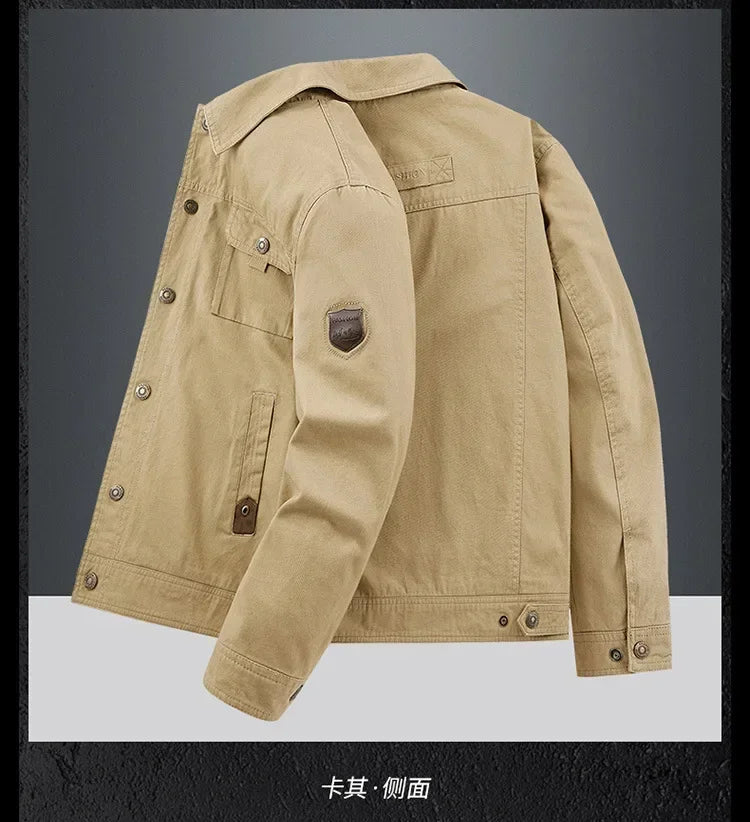 Men’s Cargo Bomber Jacket – Casual Streetwear, Windproof, British Style