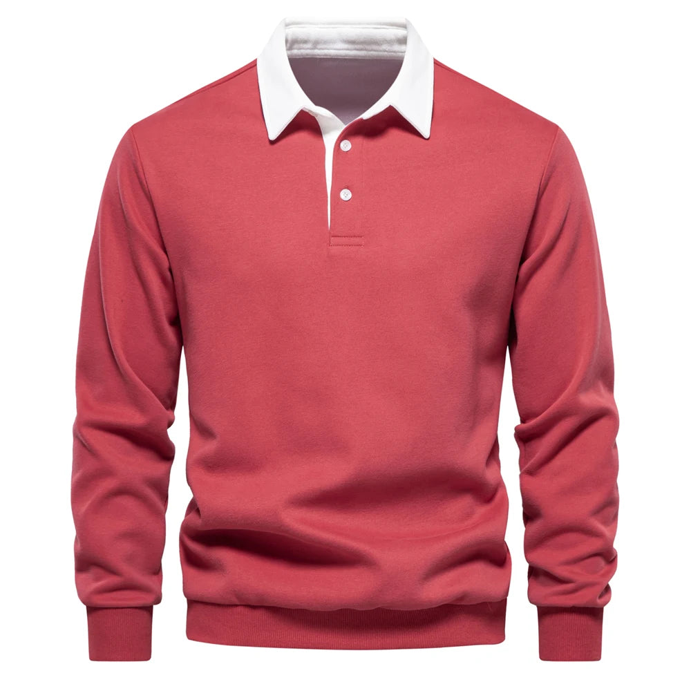 UniVibe Men’s Polo Neck Cotton Sweatshirt Autumn Casual & Social Wear