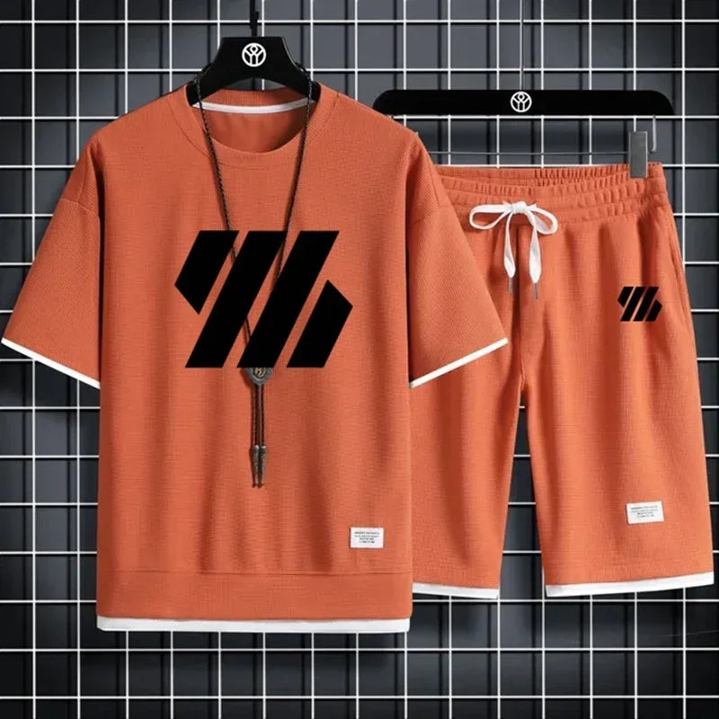Men’s Summer Sports Set – Casual Short Sleeve T-Shirt & Shorts Outfit