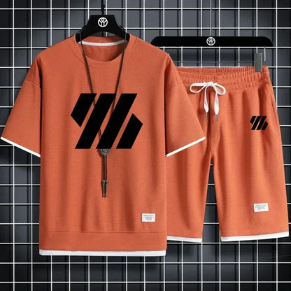 Men’s Summer Sports Set – Casual Short Sleeve T-Shirt & Shorts Outfit