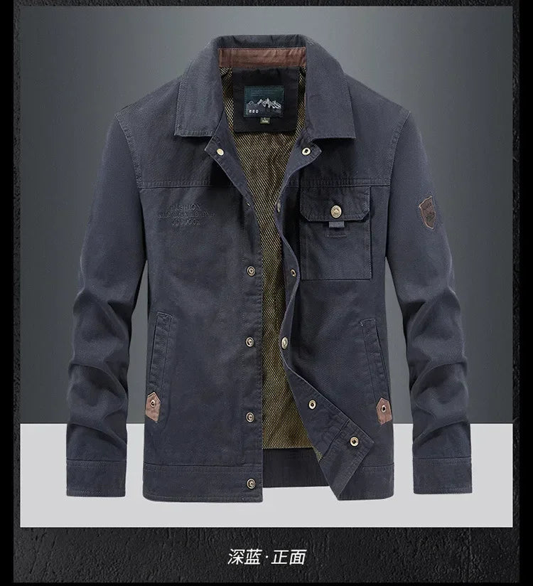 Men’s Cargo Bomber Jacket – Casual Streetwear, Windproof, British Style