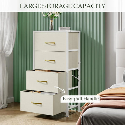 Modern Chest of Drawers – 4-Drawer Dresser with Wood Top for Bedroom, Dorm, or Nursery