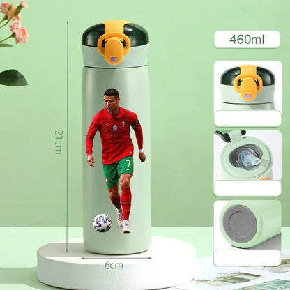 460ML Football Water Bottle with Straw