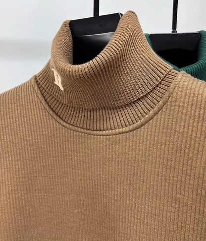 Men’s High Collar Embroidered Knit Sweater – Thickened Winter Pullover | UniVibe Shop