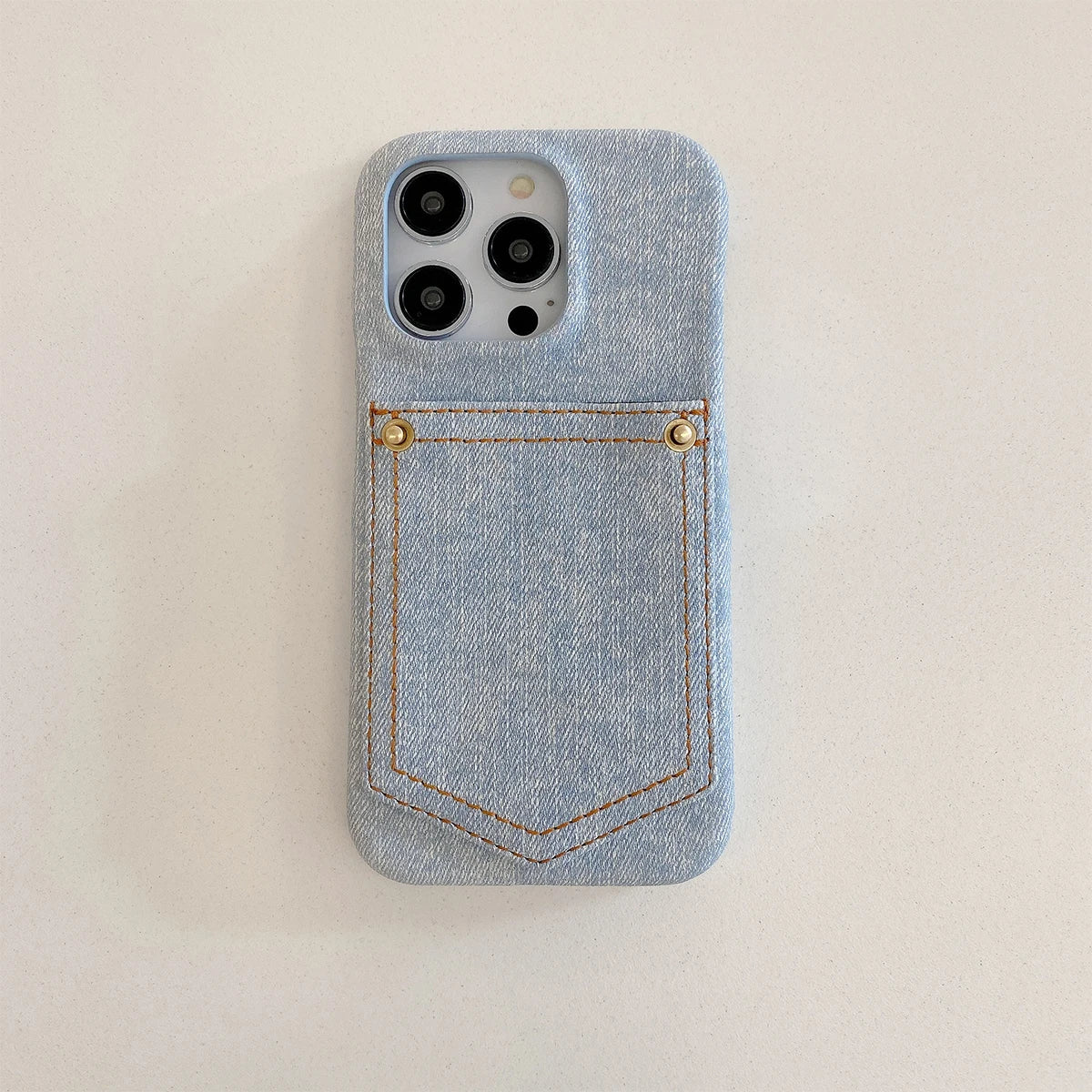 Luxury Denim Leather Card Bag Case For iPhone