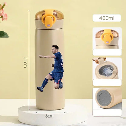 460ML Football Water Bottle with Straw