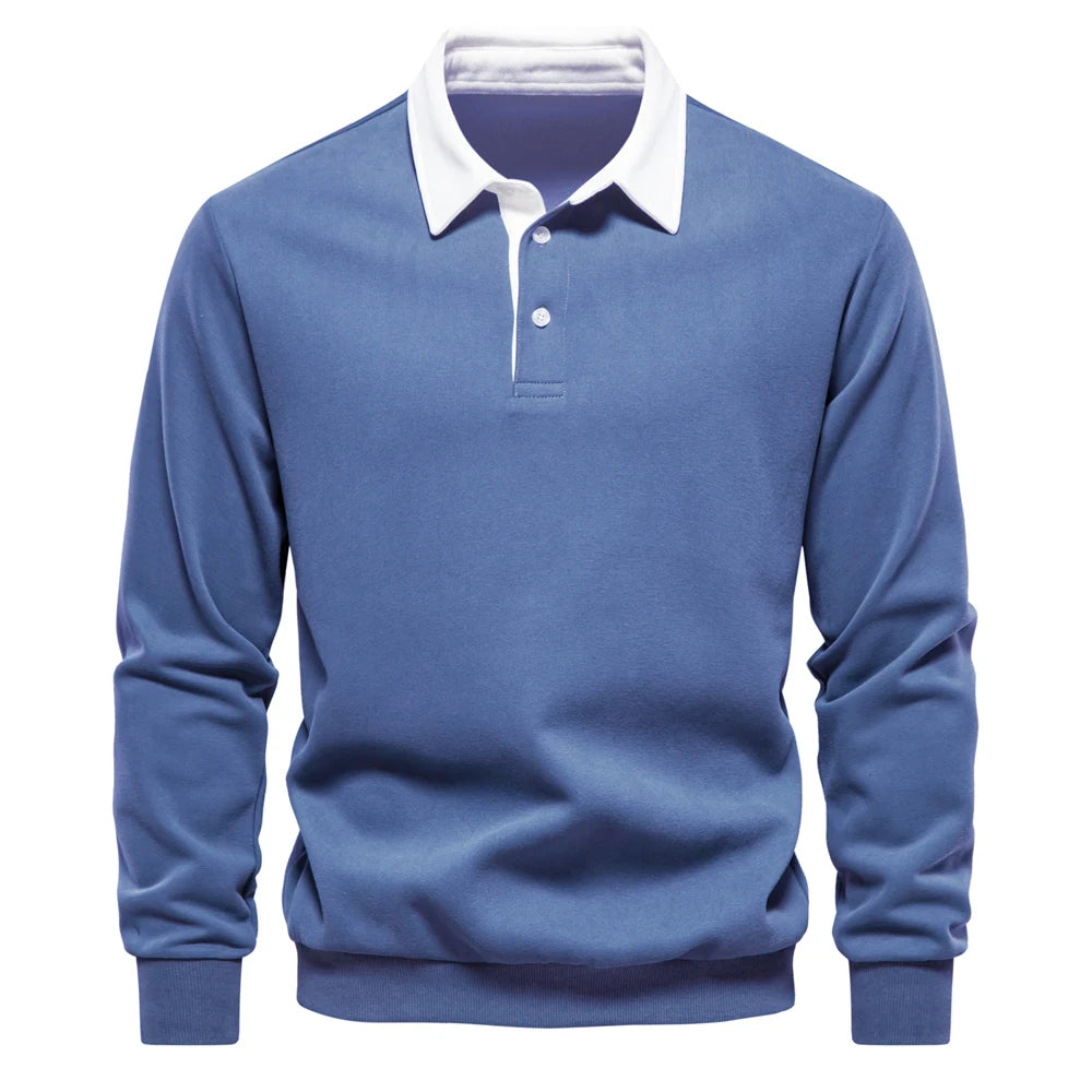 UniVibe Men’s Polo Neck Cotton Sweatshirt Autumn Casual & Social Wear