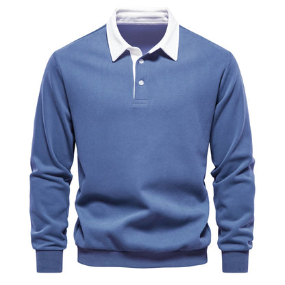 UniVibe Men’s Polo Neck Cotton Sweatshirt Autumn Casual & Social Wear