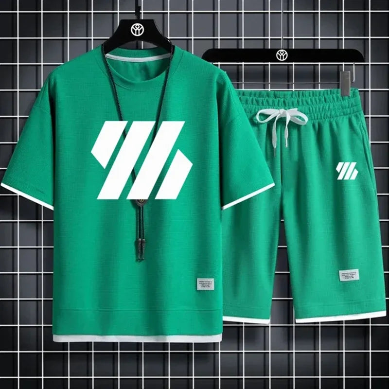 Men’s Summer Sports Set – Casual Short Sleeve T-Shirt & Shorts Outfit