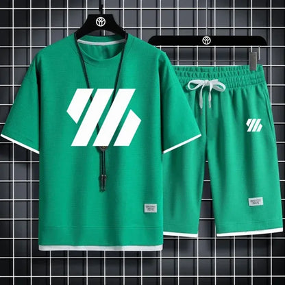 Men’s Summer Sports Set – Casual Short Sleeve T-Shirt & Shorts Outfit