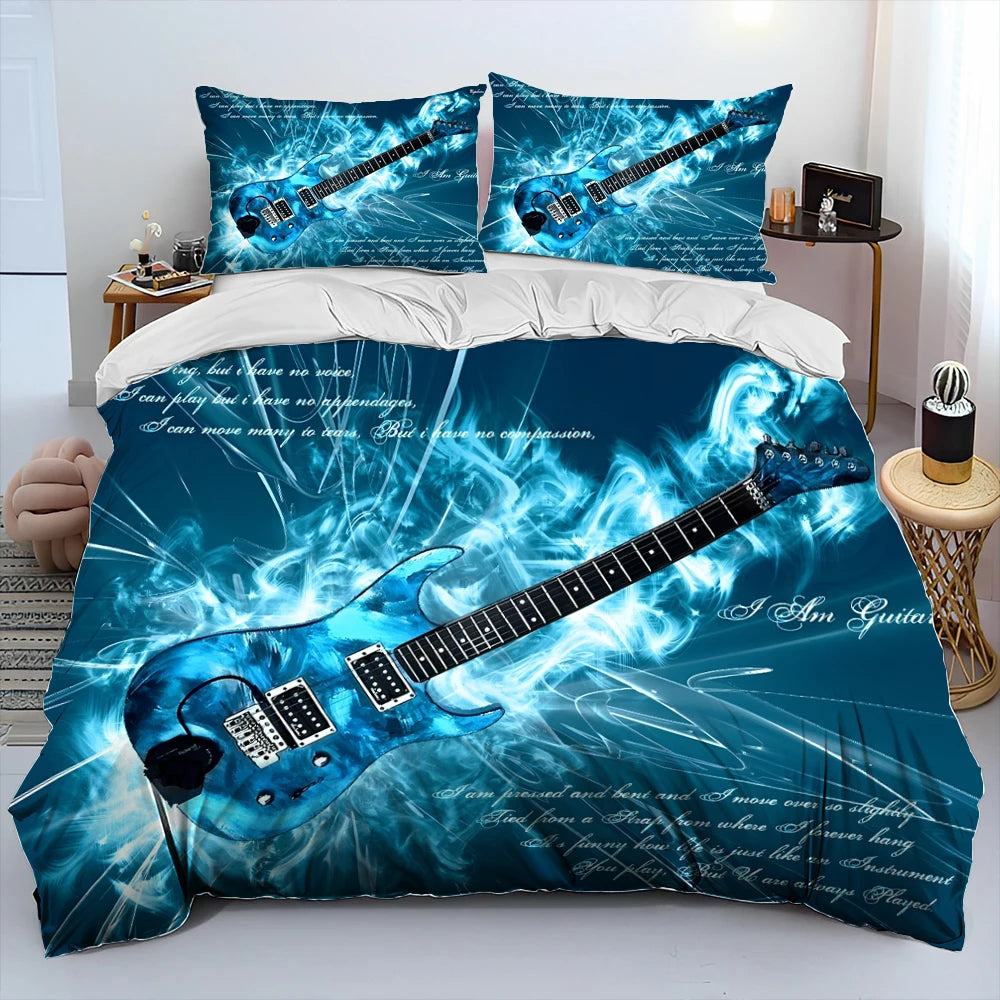 3D Classical Guitar Electric Guitar Comforter Bedding Set