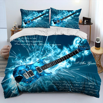 3D Classical Guitar Electric Guitar Comforter Bedding Set