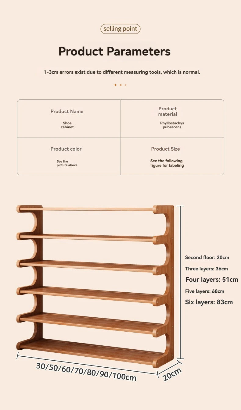 Wooden Multi-Layer Shoe Rack Organizer – Compact Dorm & Apartment Storage Shelf