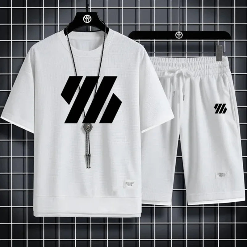 Men’s Summer Sports Set – Casual Short Sleeve T-Shirt & Shorts Outfit