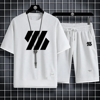 Men’s Summer Sports Set – Casual Short Sleeve T-Shirt & Shorts Outfit