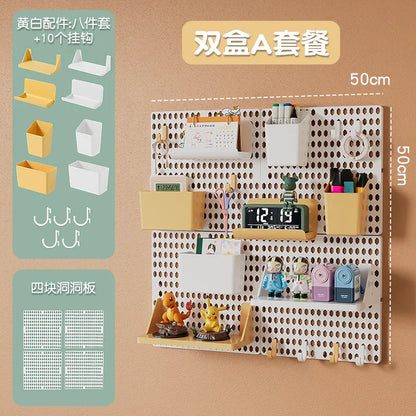 Kawaii Hole Board Wall Shelf – No-Drill Dorm Organizer for Students | Pegboard Storage Rack