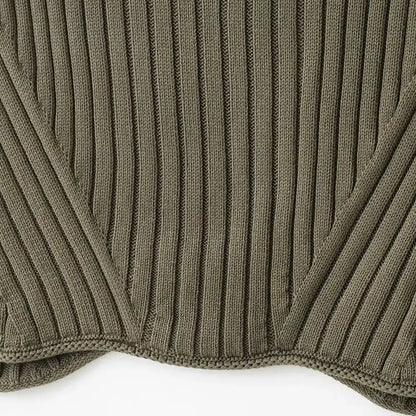 Ribbed Knit High-Neck Sleeveless Vest – Army Green