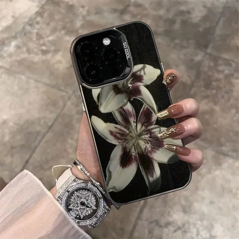 Oil Painting Lily Flower Retro Pattern Phone Case
