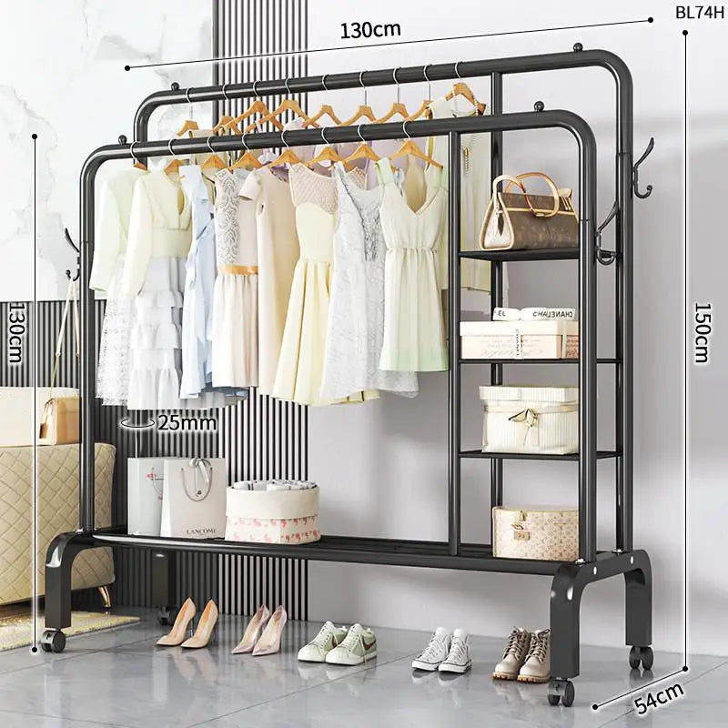 Space-Saving Floor Standing Clothes Drying Rack – Multipurpose Hanger for Dorm, Balcony & Indoor Use