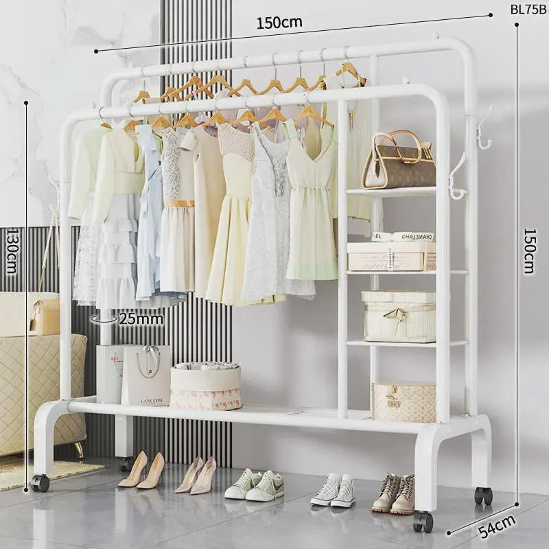 Space-Saving Floor Standing Clothes Drying Rack – Multipurpose Hanger for Dorm, Balcony & Indoor Use