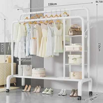 Space-Saving Floor Standing Clothes Drying Rack – Multipurpose Hanger for Dorm, Balcony & Indoor Use