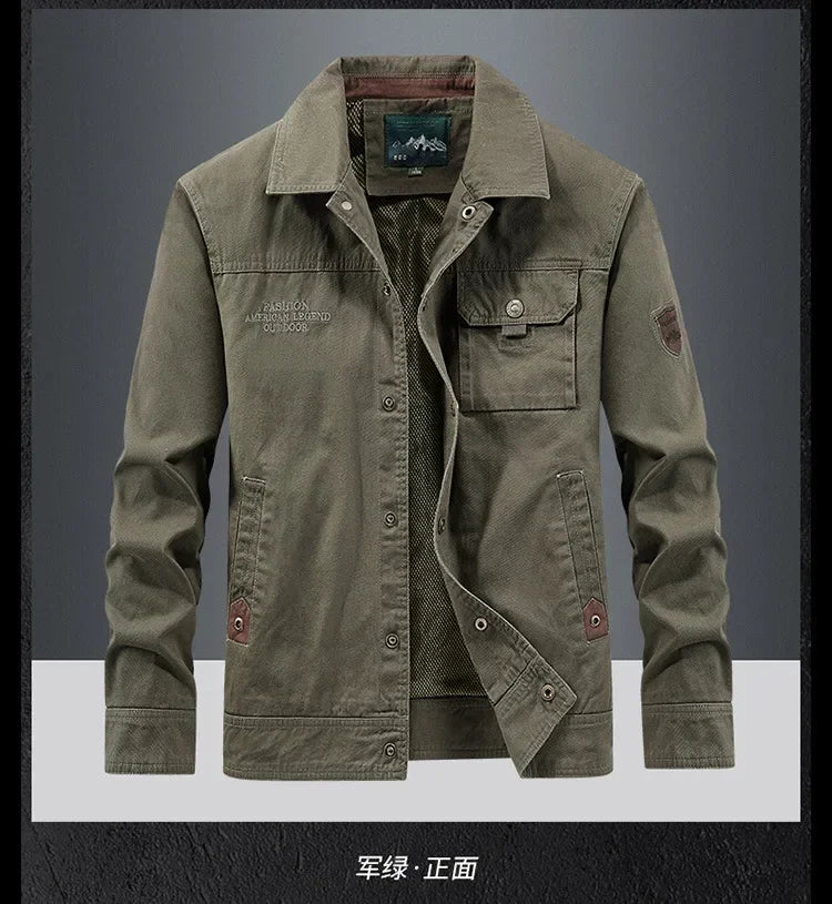 Men’s Cargo Bomber Jacket – Casual Streetwear, Windproof, British Style