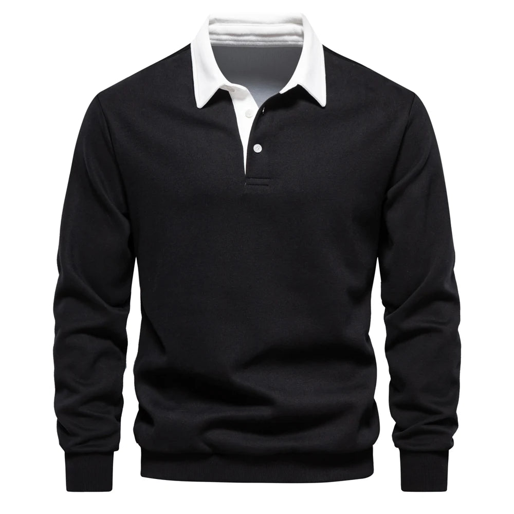 UniVibe Men’s Polo Neck Cotton Sweatshirt Autumn Casual & Social Wear