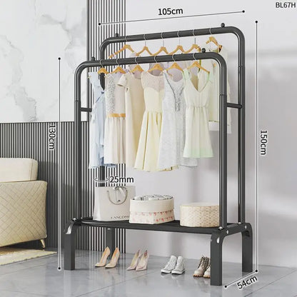 Space-Saving Floor Standing Clothes Drying Rack – Multipurpose Hanger for Dorm, Balcony & Indoor Use