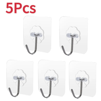 Clear Self-Adhesive Hooks (6-Pack) – Multi-Purpose Wall Hangers