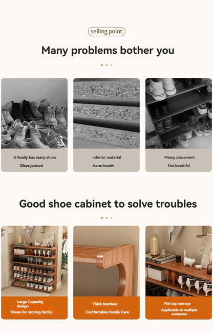 Wooden Multi-Layer Shoe Rack Organizer – Compact Dorm & Apartment Storage Shelf