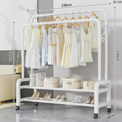 Space-Saving Floor Standing Clothes Drying Rack – Multipurpose Hanger for Dorm, Balcony & Indoor Use
