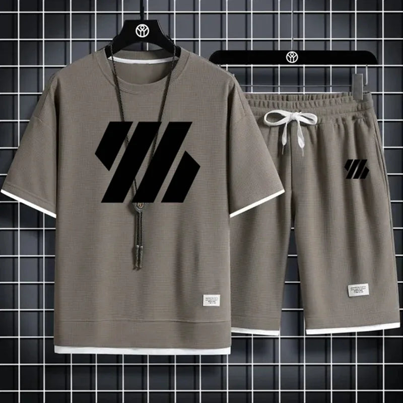 Men’s Summer Sports Set – Casual Short Sleeve T-Shirt & Shorts Outfit
