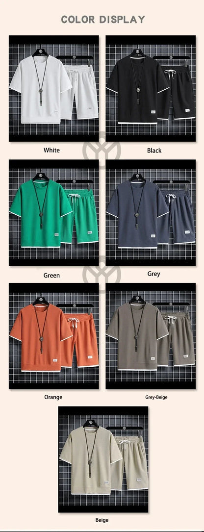 Men’s Summer Sports Set – Casual Short Sleeve T-Shirt & Shorts Outfit