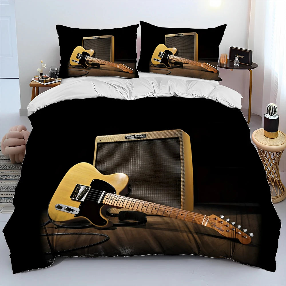 3D Classical Guitar Electric Guitar Comforter Bedding Set